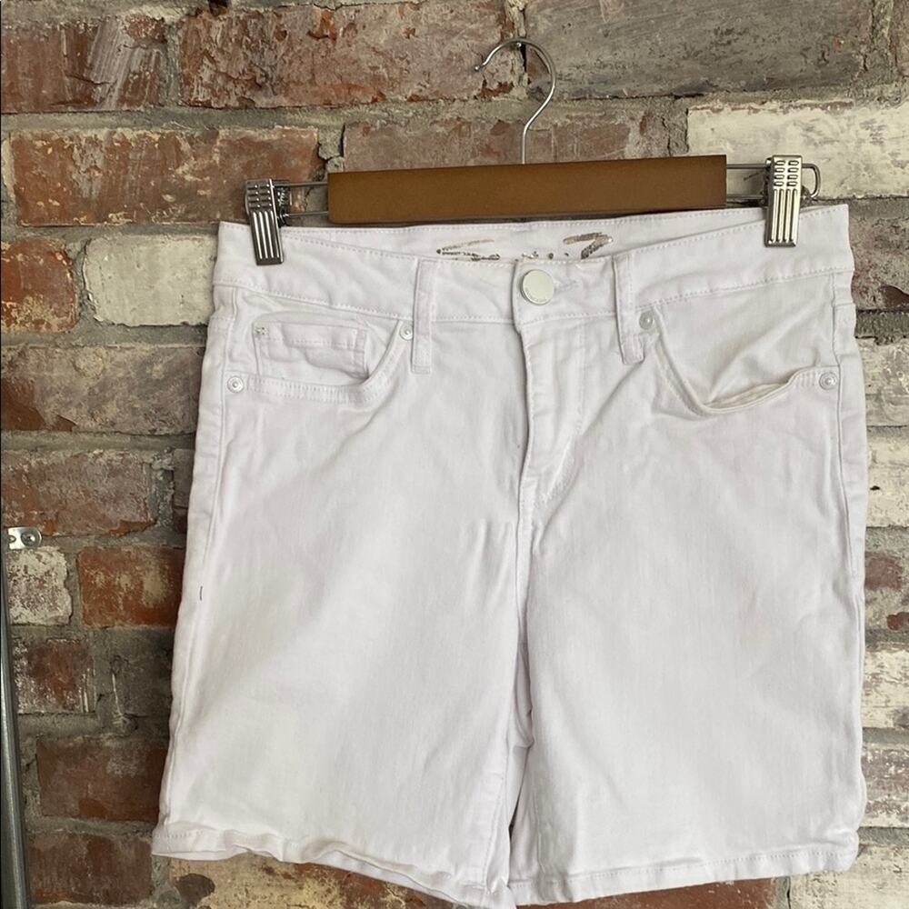 Seven7 White with Rainbow Back Pocket Bermuda Jean Shorts Size 4